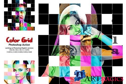 CreativeMarket - Color Grid Photoshop Action 5421597