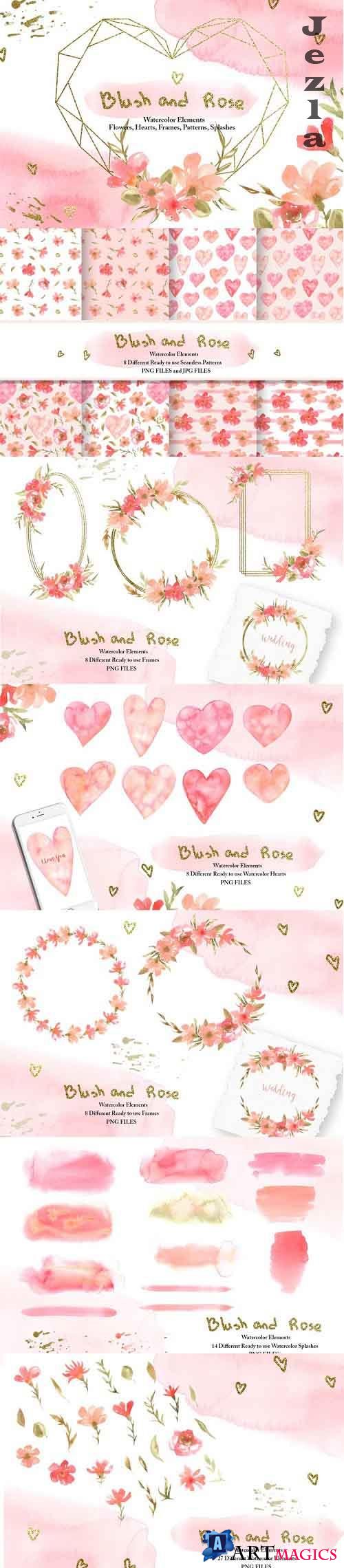 Watercolor Blush and Rose Collection - 1110740