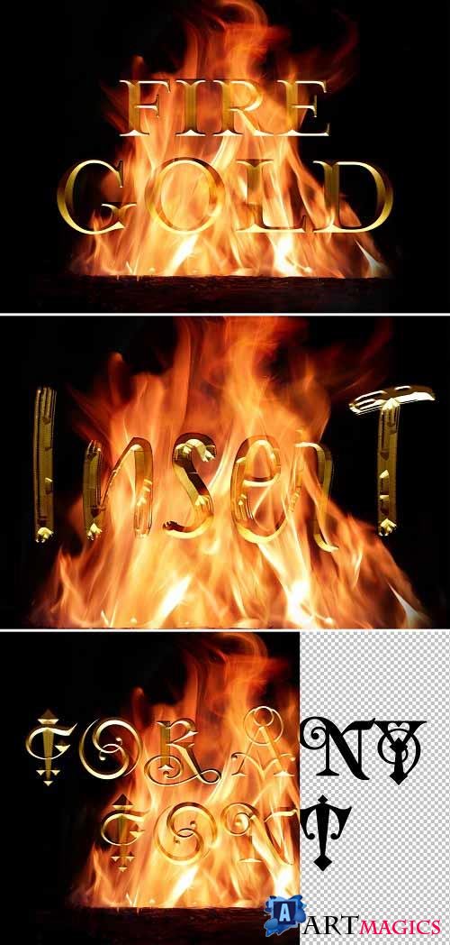Old Gold in Fire Text Effect Mockup 401057768