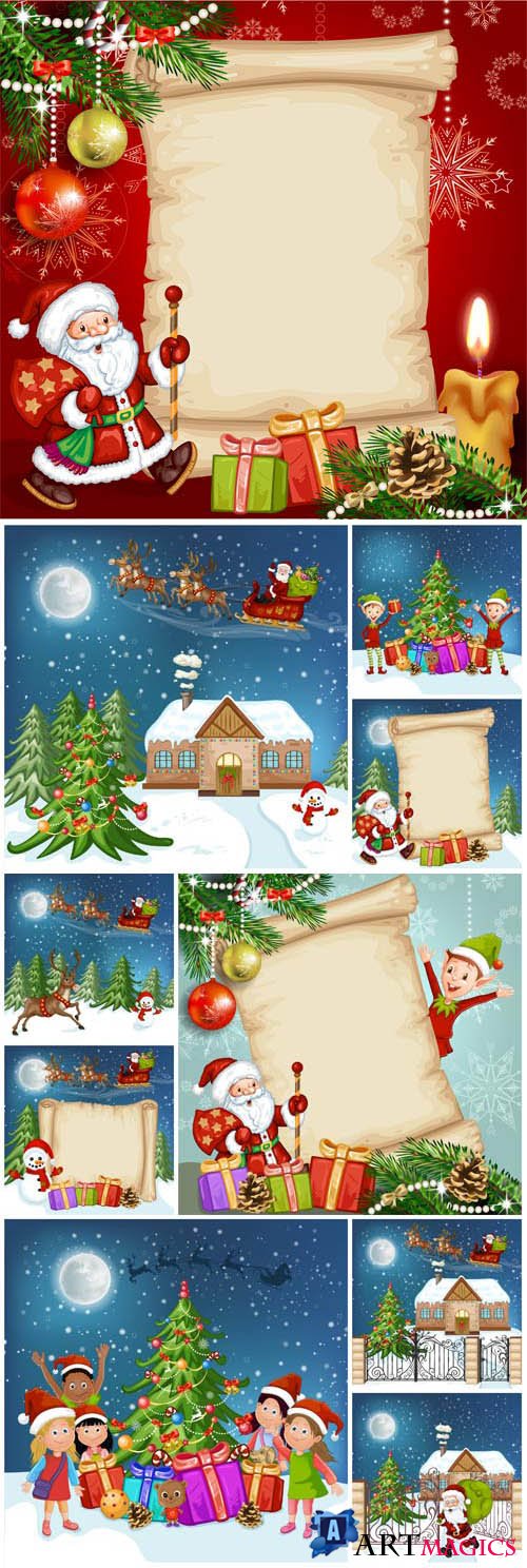 New Year and Christmas illustrations in vector 45