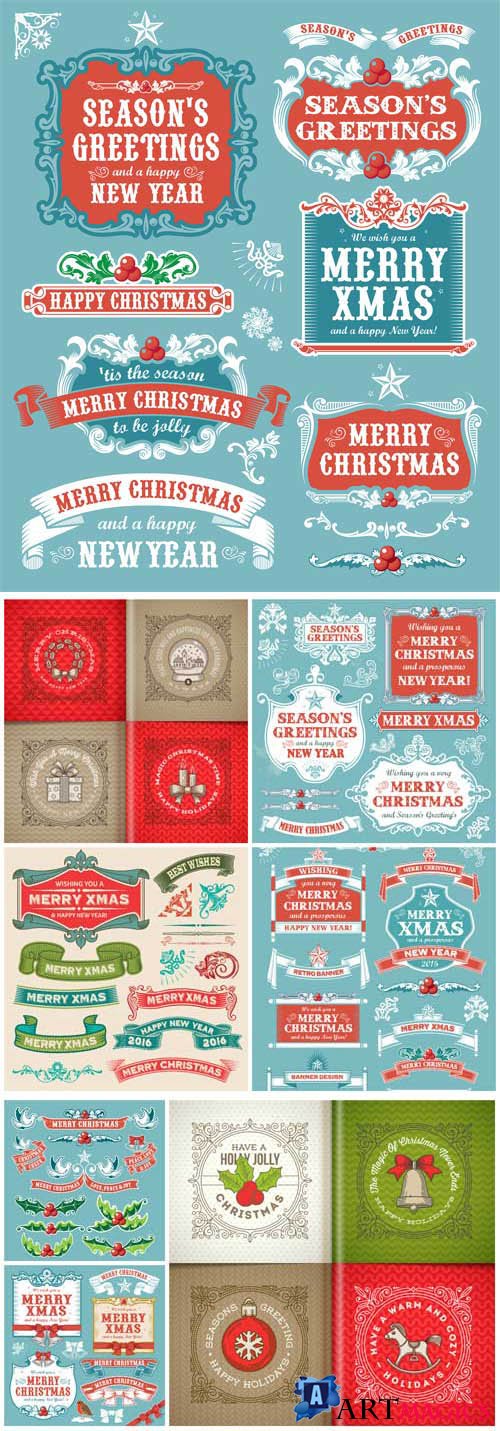 New Year and Christmas illustrations in vector 44