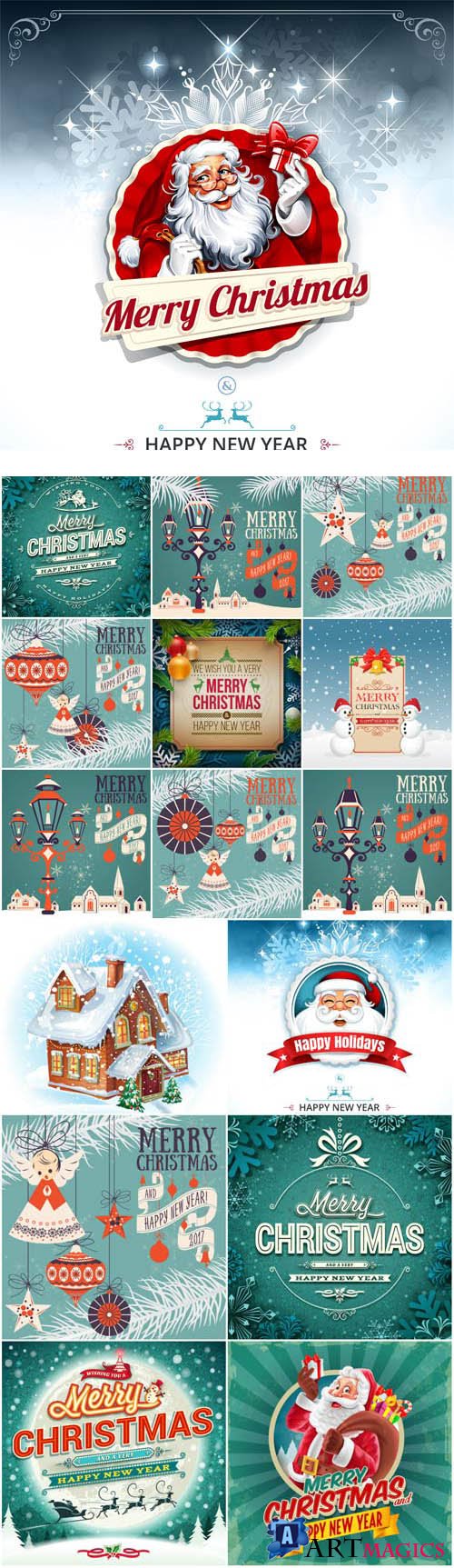 New Year and Christmas illustrations in vector 58