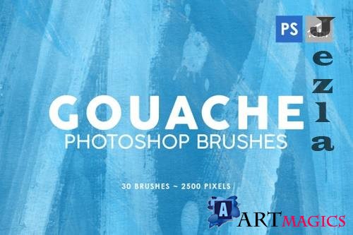 30 Gouache Photoshop Stamp Brushes 1