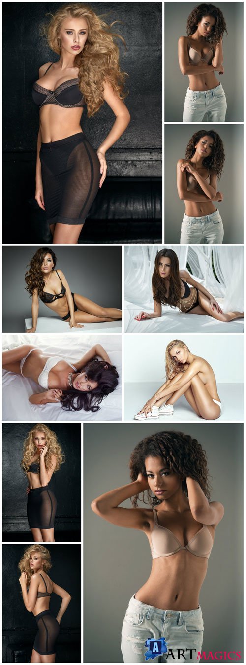 Women in different underwear stock photo