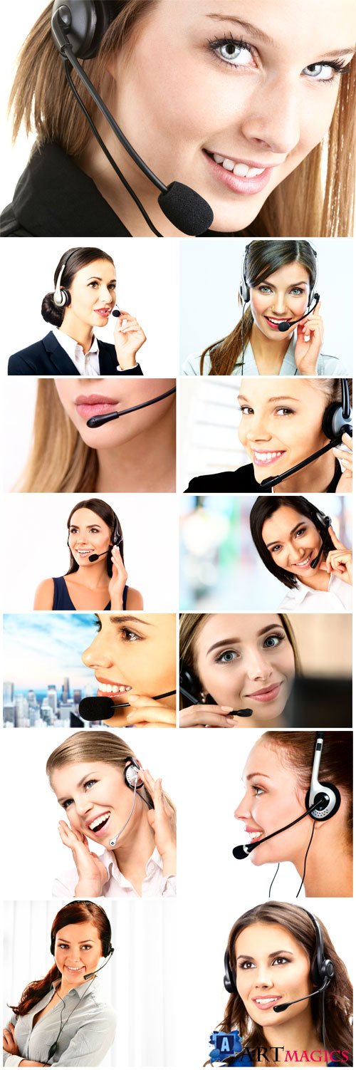 Operator woman with a sweet smile stock photos