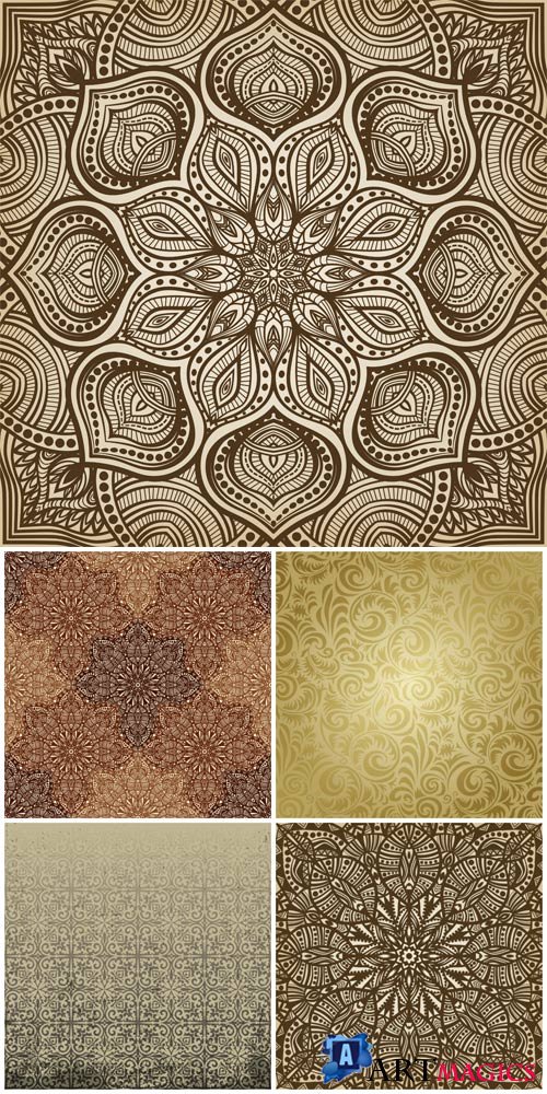 Seamless texture with golden patterns in vector