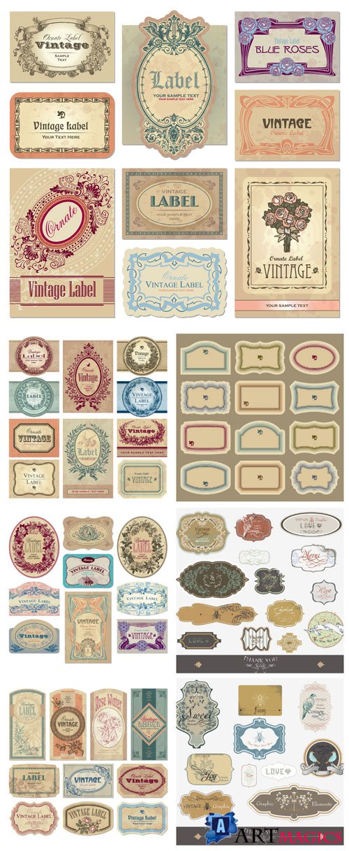 Vintage original labels in vector