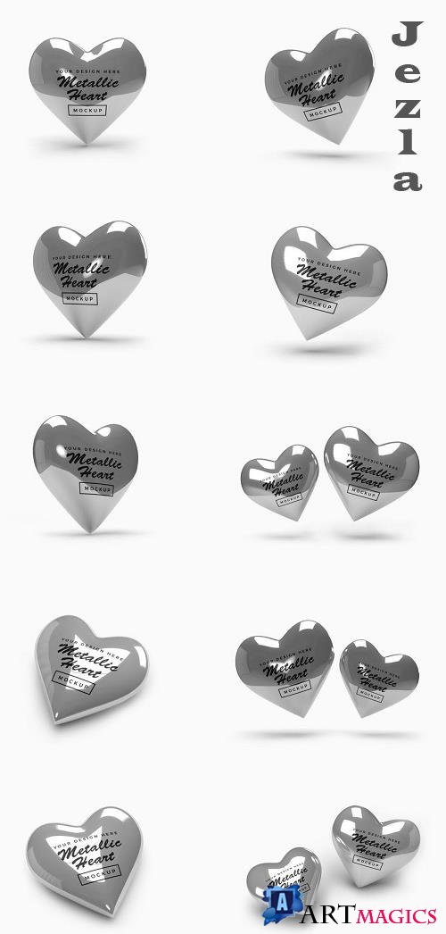 Metallic Valentine Heart Mockup Template Bundle
