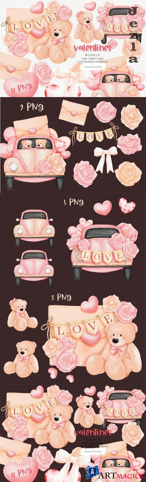 Valentine's Day Teddy Bear and VW Car