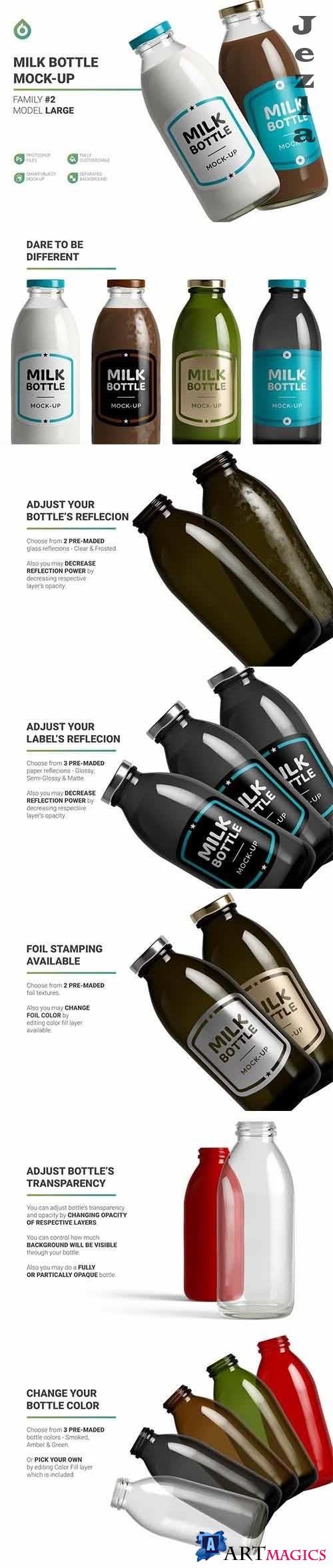 CreativeMarket - Milk / Cocoa Bottle Mockup 5746332