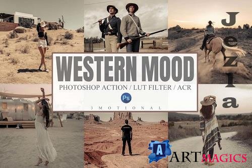 7 Western Mood Photoshop Actions, ACR, LUT Presets - 1139253