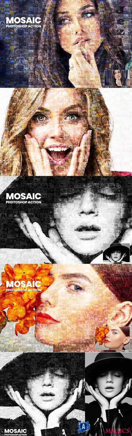 Mosaic Photo Photoshop Action - 3136015