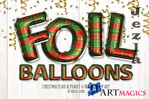 Christmas Plaid Foil Balloon Clipart - 5757912