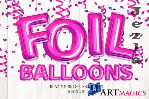Fuchsia Foil Balloon Alphabet Clipart - 5757919