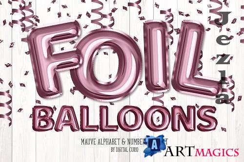 Mauve Foil Balloon Alphabet Clipart - 5760700