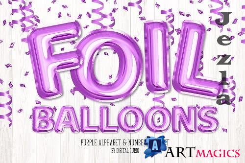 Purple Foil Balloon Alphabet Clipart - 5760786