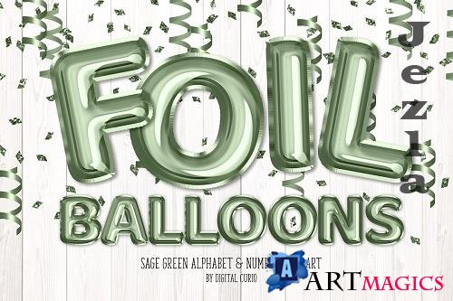 Sage Green Foil Balloon Alphabet - 5760796