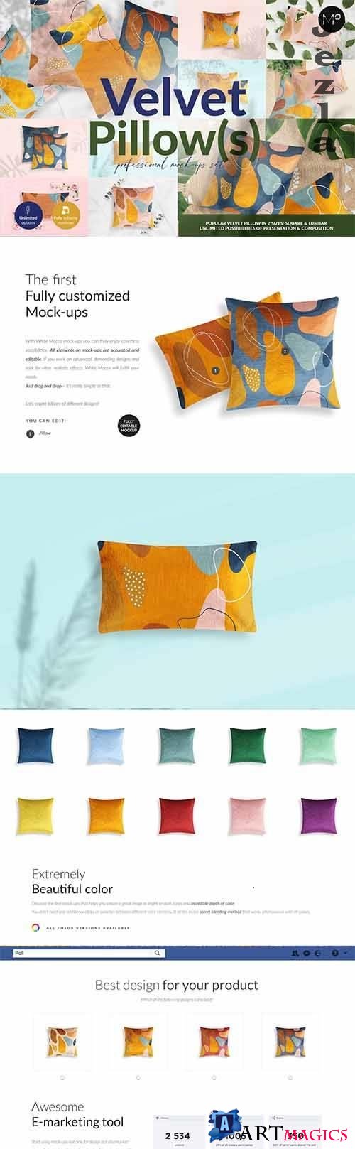 CreativeMarket - Velvet Pillow 12 Mockups Generator 5466671