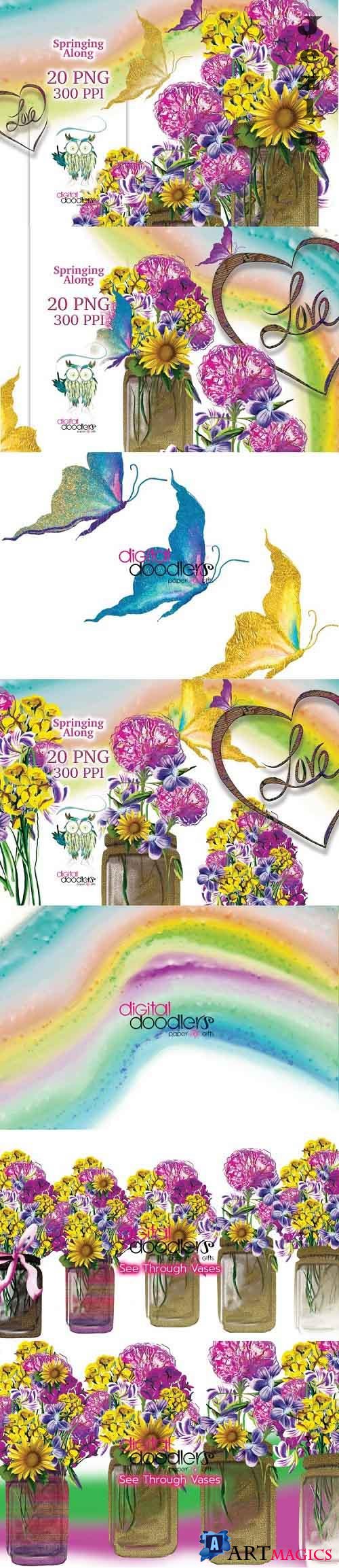 Springing Along Floral Graphics - 1136990