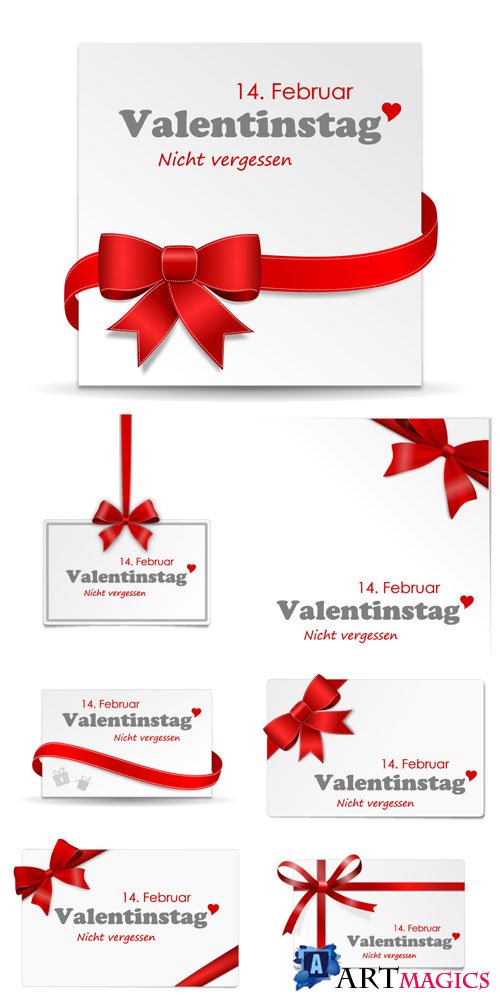 Banners with ribbons for valentine's day in vector