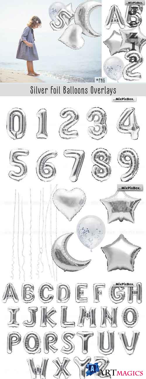 Silver Foil Balloons Photo Overlays - 5814687