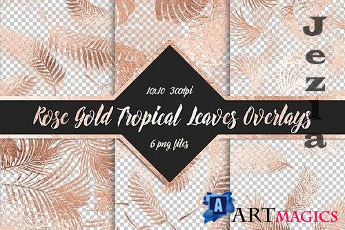 Rose Gold Tropical Leaf Overlays - 1158328
