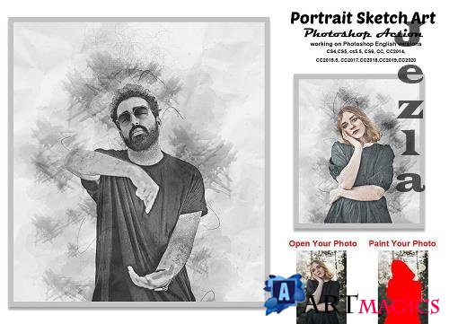 CreativeMarket - Portrait Sketch Art Photoshop Action 5814489