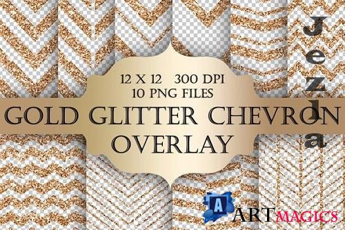 Gold Glitter Chevron Overlays - 1170693
