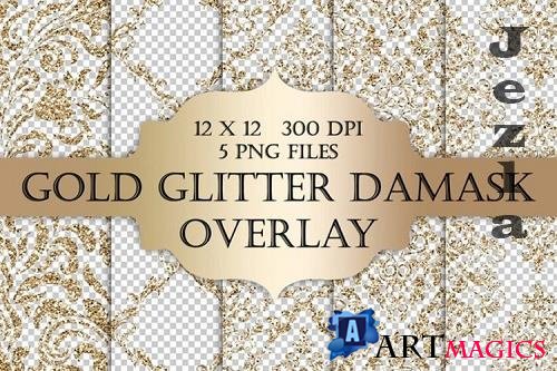 Gold Glitter Damask Overlays - 1170725