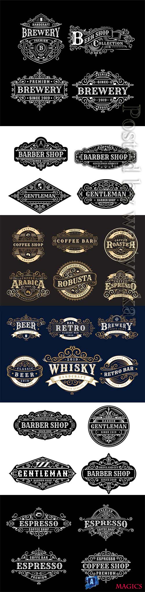 Set of vintage vector label design