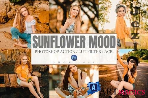5 Sunflower Mood Photoshop Actions, ACR, LUT Presets - 1176775
