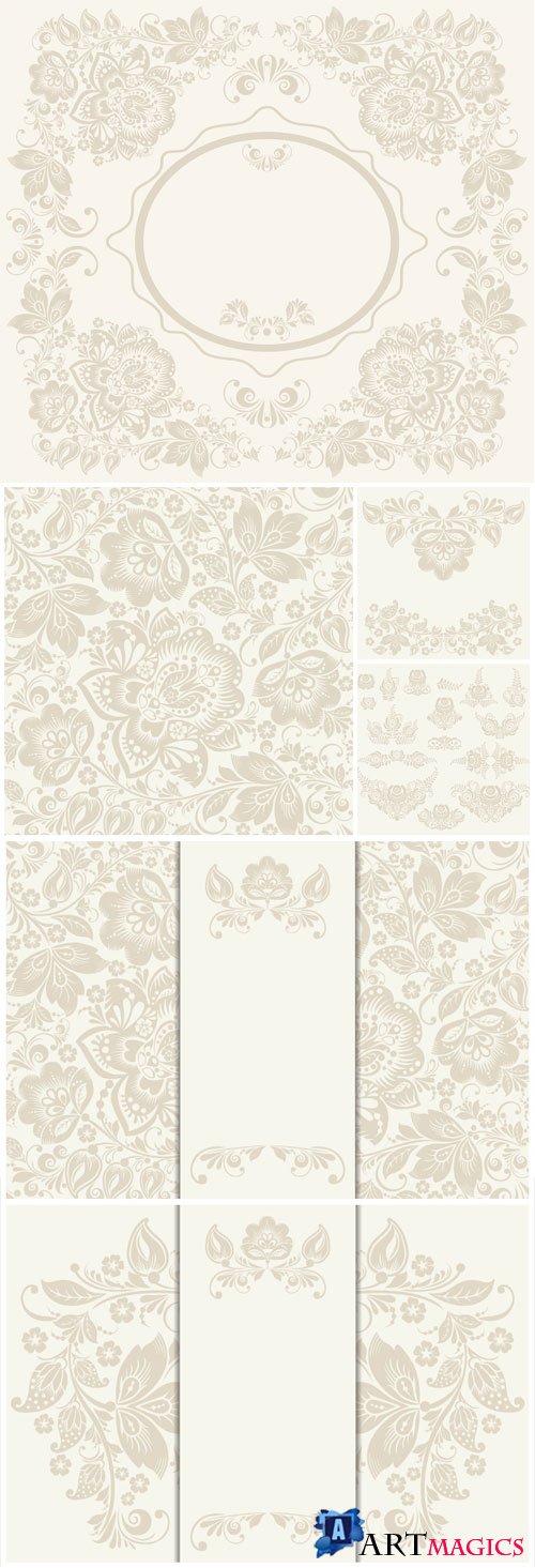 Delicate floral patterns in vector