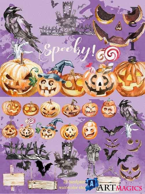 Watercolor Spooky! Halloween - 902723