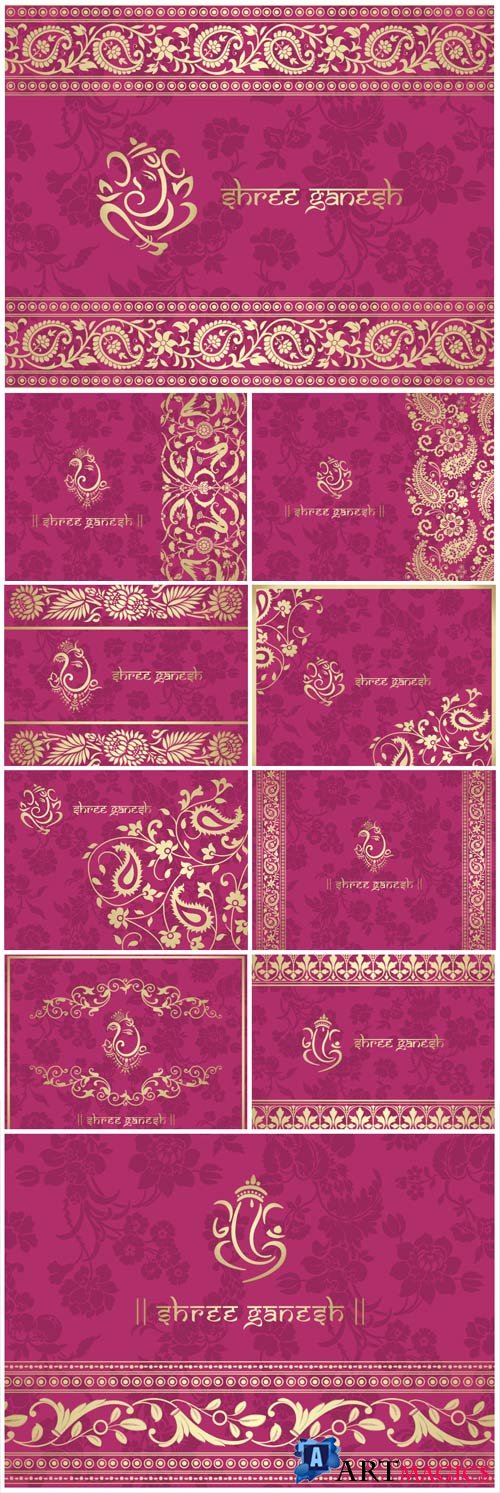 Indian backgrounds with ornaments in vector