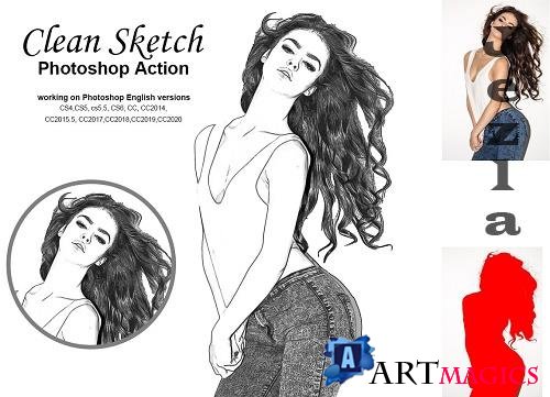 CreativeMarket - Clean Sketch Photoshop Action 5222566