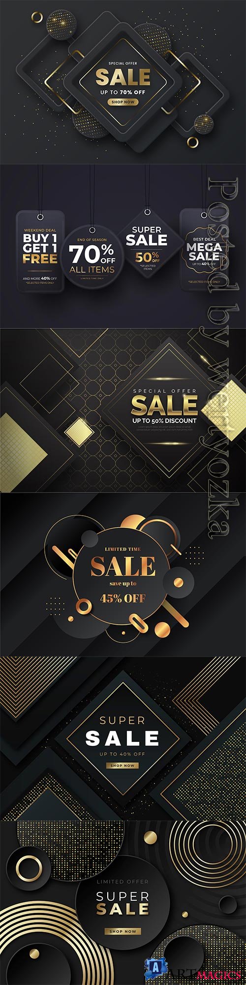 Luxury sale wallpaper with golden vector elements