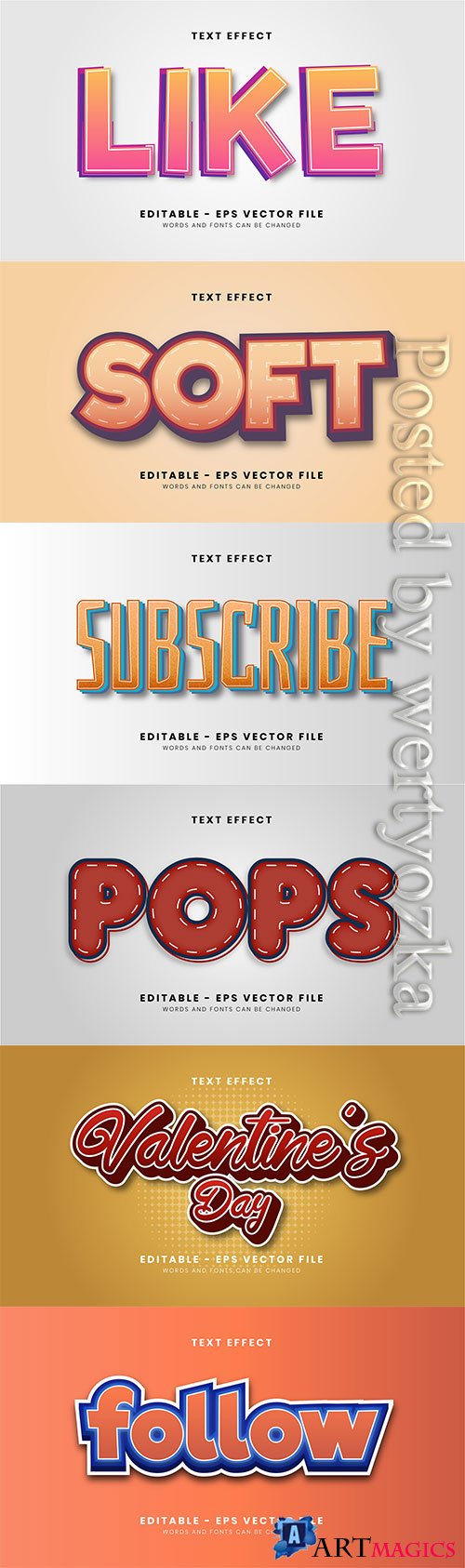 3d editable text style effect vector vol 281