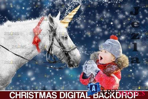 Christmas unicorn backdrop & Christmas overlay - 1132908