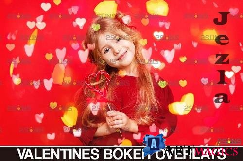 Valentines overlay photoshop & Bokeh heart backdrop V11