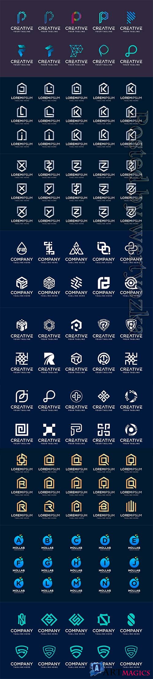 Set of initial letter vector logo template