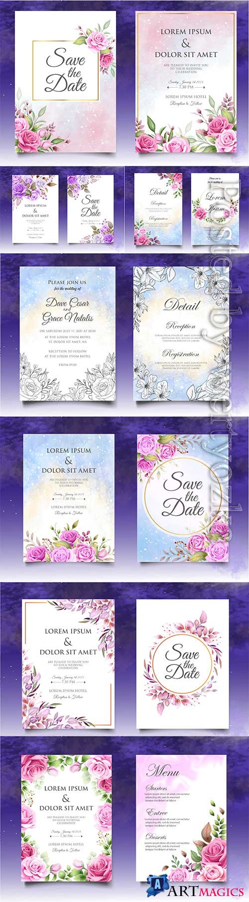 Floral  invitation template wedding
