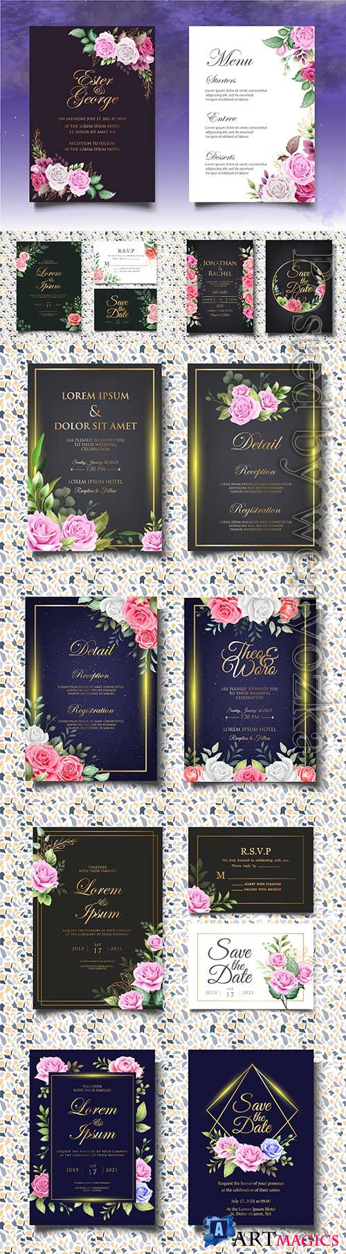 Beautiful invitation wedding card with decoration
