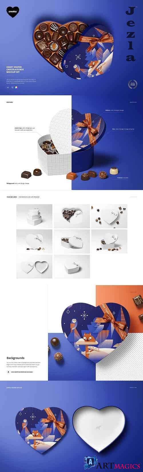 CreativeMarket - Heart Shaped Chocolate Box Mockup 5851006