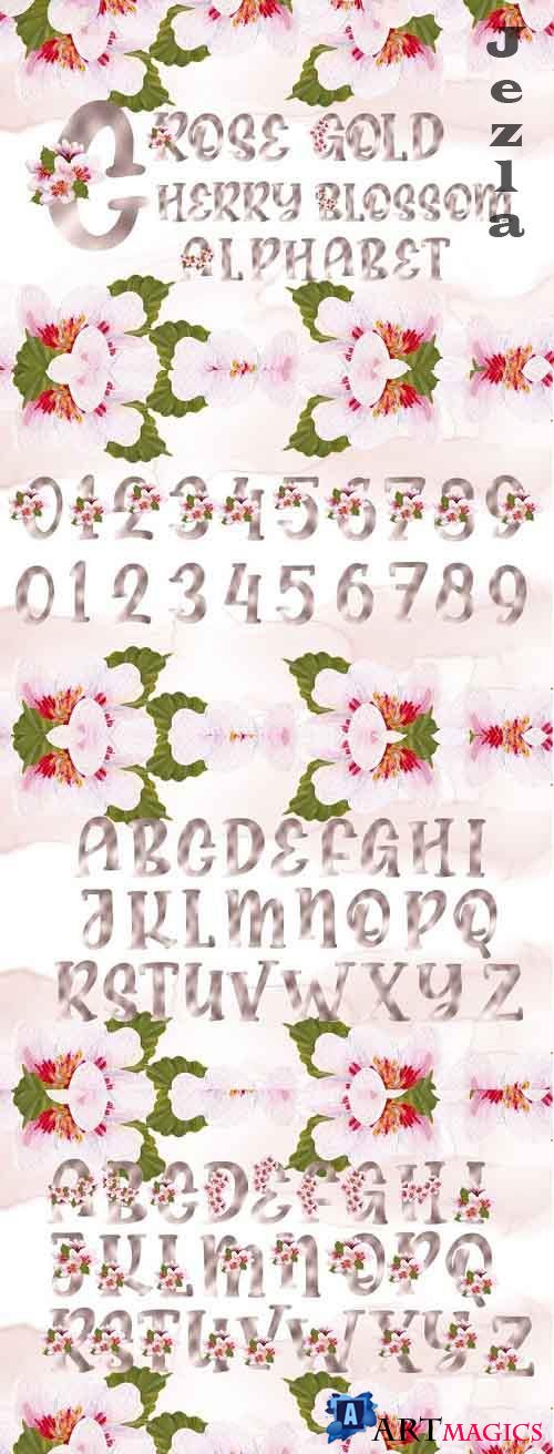 Rose Gold Cherry Blossom Alphabet - 1211631