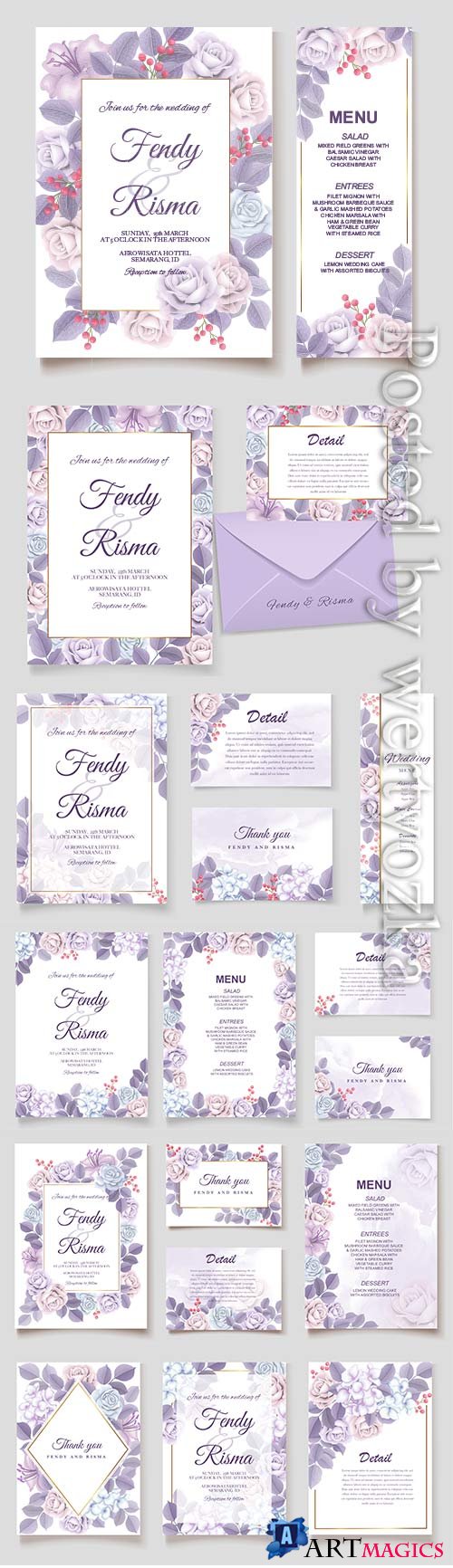 Elegant vector wedding invitation floral design