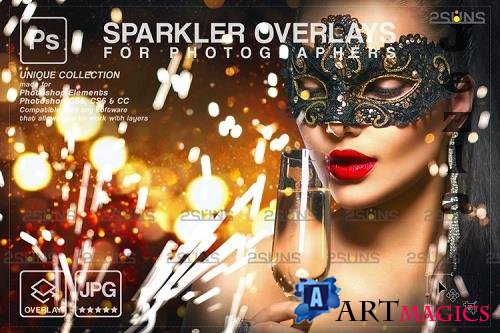 Sparkler overlay & Christmas overlay, Photoshop overlay V5 - 1133010