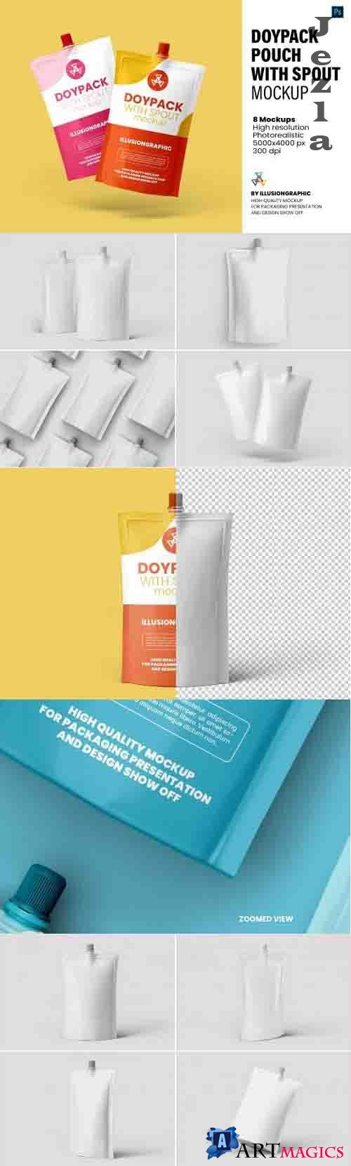 Doypack Pouch with Spout Mockup - 8 View