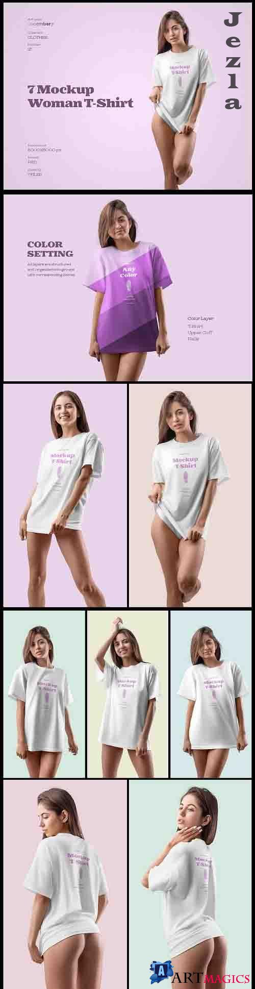 7 Mockups Woman T-Shirt Oversize