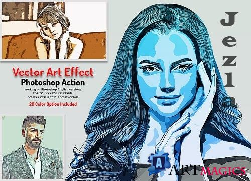 CreativeMarket - Vector Art Effect Photoshop Action 5766338
