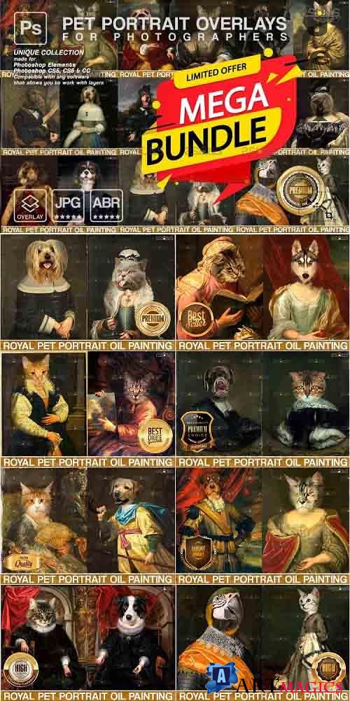 Mega Bundle Royal Pet Portrait templates Digital pet - 1255446
